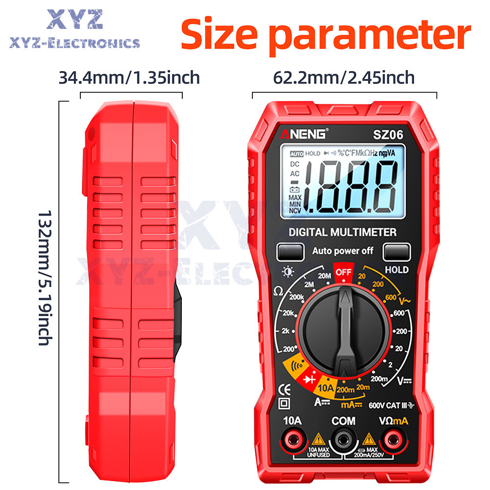 ANENG SZ06 LCD Digital Multimeter 2000 Count AC/DC Voltmeter Ammeter Volt Meter