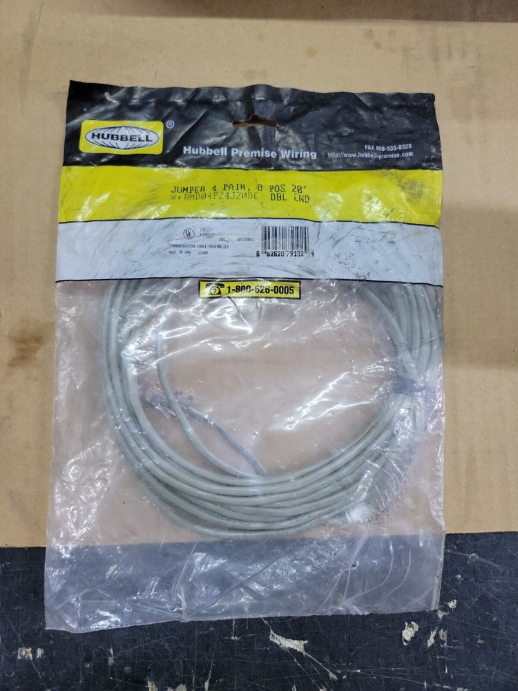 Hubbel Jumper 4-pair, 8 Position, Single End, Gray Cables