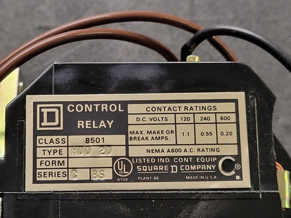 Square D 8501 HD0-20 Control Relay.