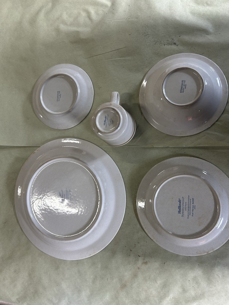 Five Piece Dinner Set Hallkraft Stoneware, Fruit Harvest