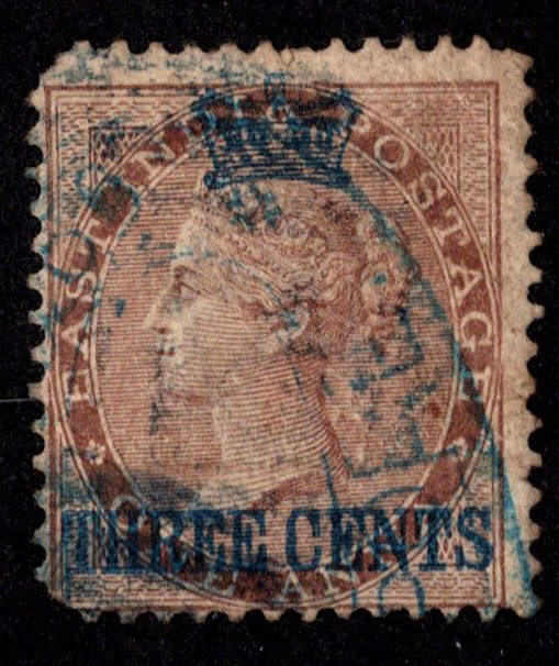 Straits Settlements Scott 3 Used with rounded corners.