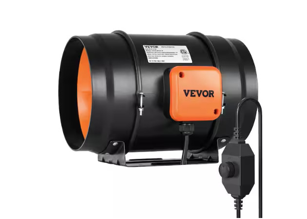 Inline Duct Fan 8" 750CFM with Variable Speed Controller Quiet AC-motor Vent Fan