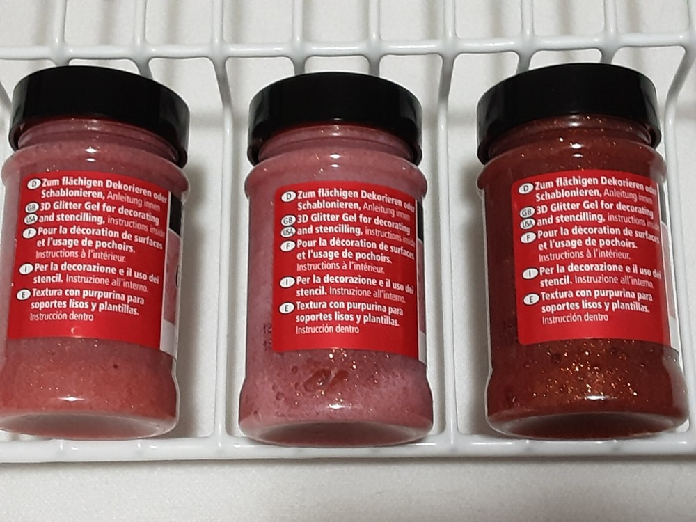 NEW Viva Glitter Paste 3- 90ML jars Amber 3D Paste for stenciling and decorating
