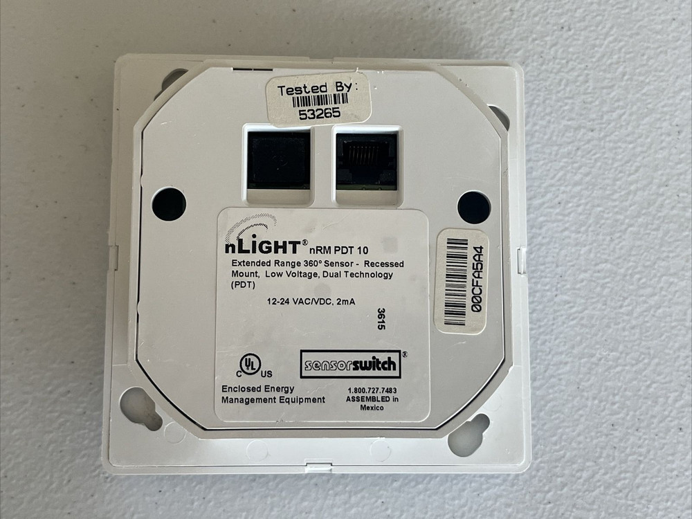 NLight Sensor Switch nRM-PDT-10 Recessed 360° DUAL TECH Occupancy Sensor, 12/24V