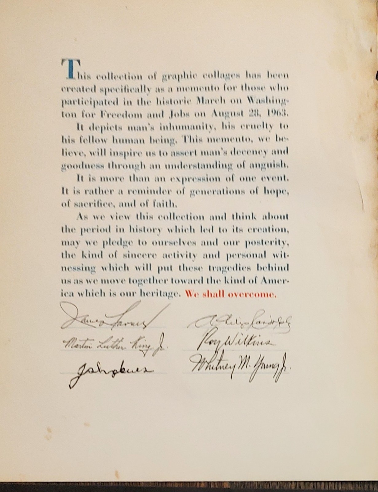 Vintage Folio 1963 March On Washington We Shall Overcome Lo Monaco MLK Jr