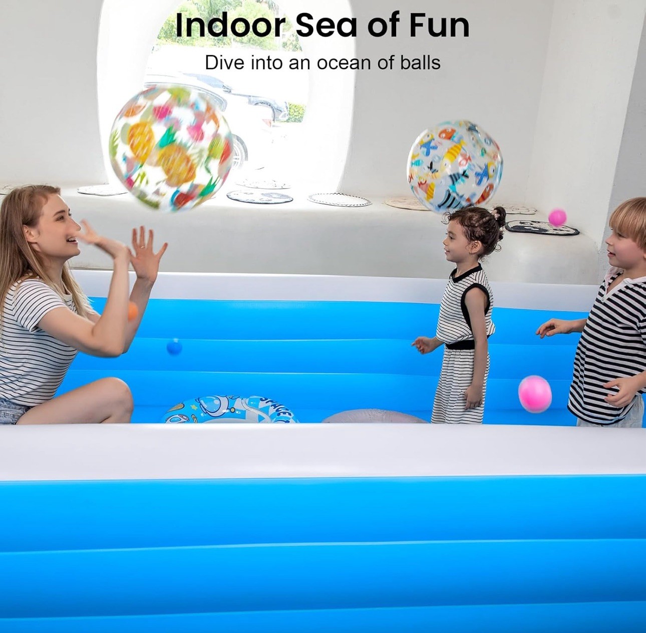Large Inflatable Pool for Adults, 165'' x 76'' x 22'' Big Inflatable Swimming...