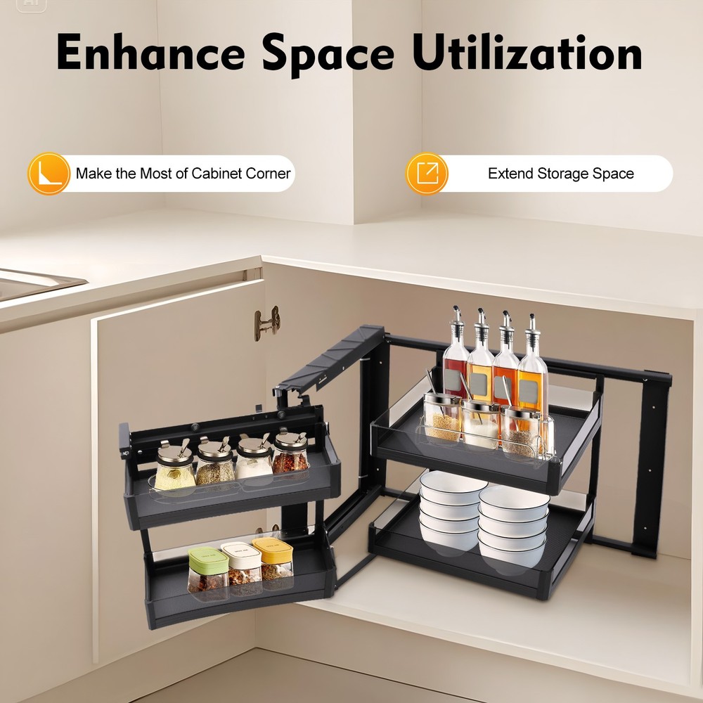 Blind Corner Cabinet Pull Out for 14" Organizer Kitchen Corner Cabinet Pull Out
