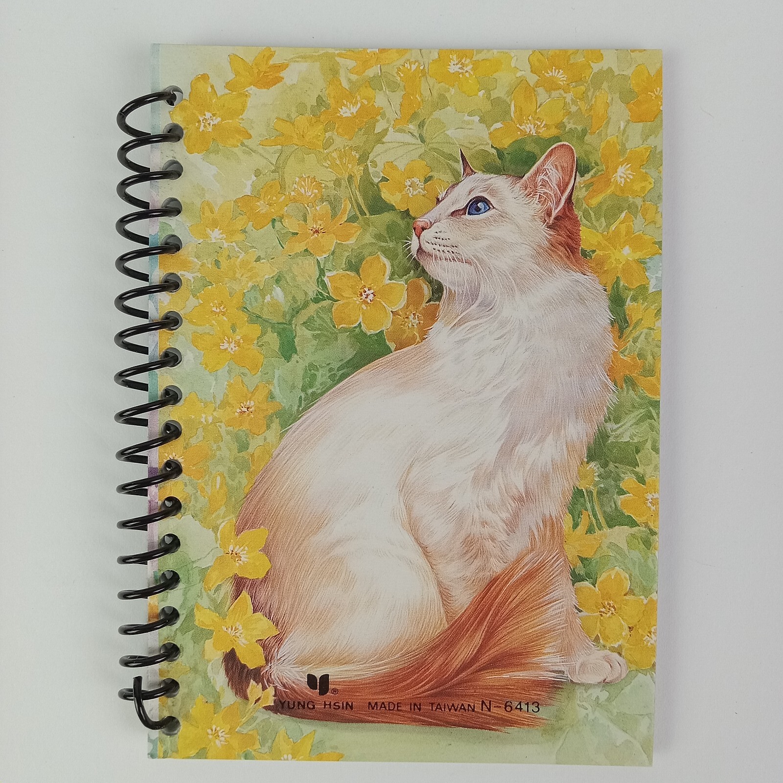 3 Vtg Cat Mini Notebooks Kitty Flowers 90s Lined Pages Spiral Yung Hsin READ