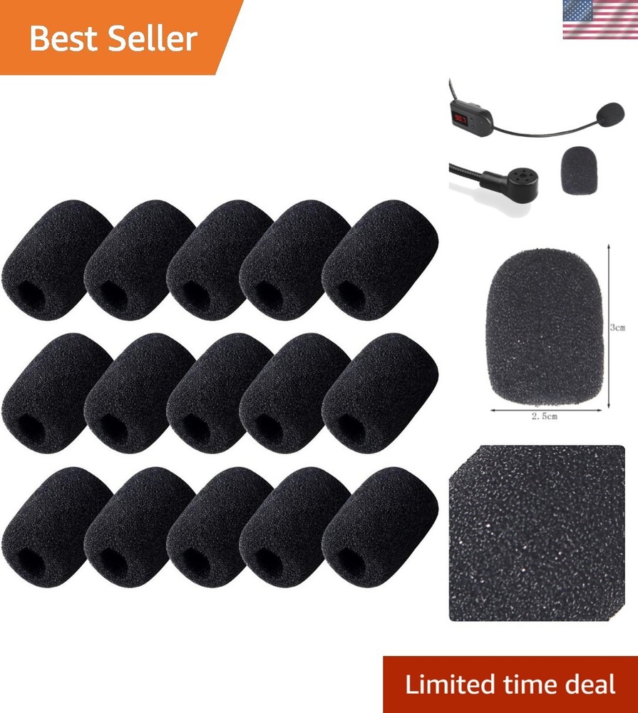 15 Pack Foam Microphone Windscreen, Lapel Headset Microphone Sponge Mini Foam...