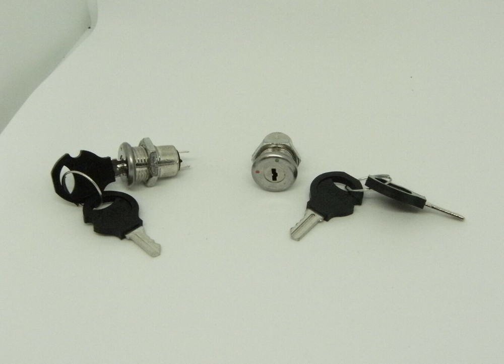 2x Pack 12mm Mini Lock Power Switch w Security Key On Off 3A 250V Button Set Kit
