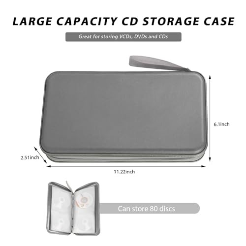 Car CD Case Holder, 80 Capacity CD/DVD Cases Holders Hard Plastic Gray