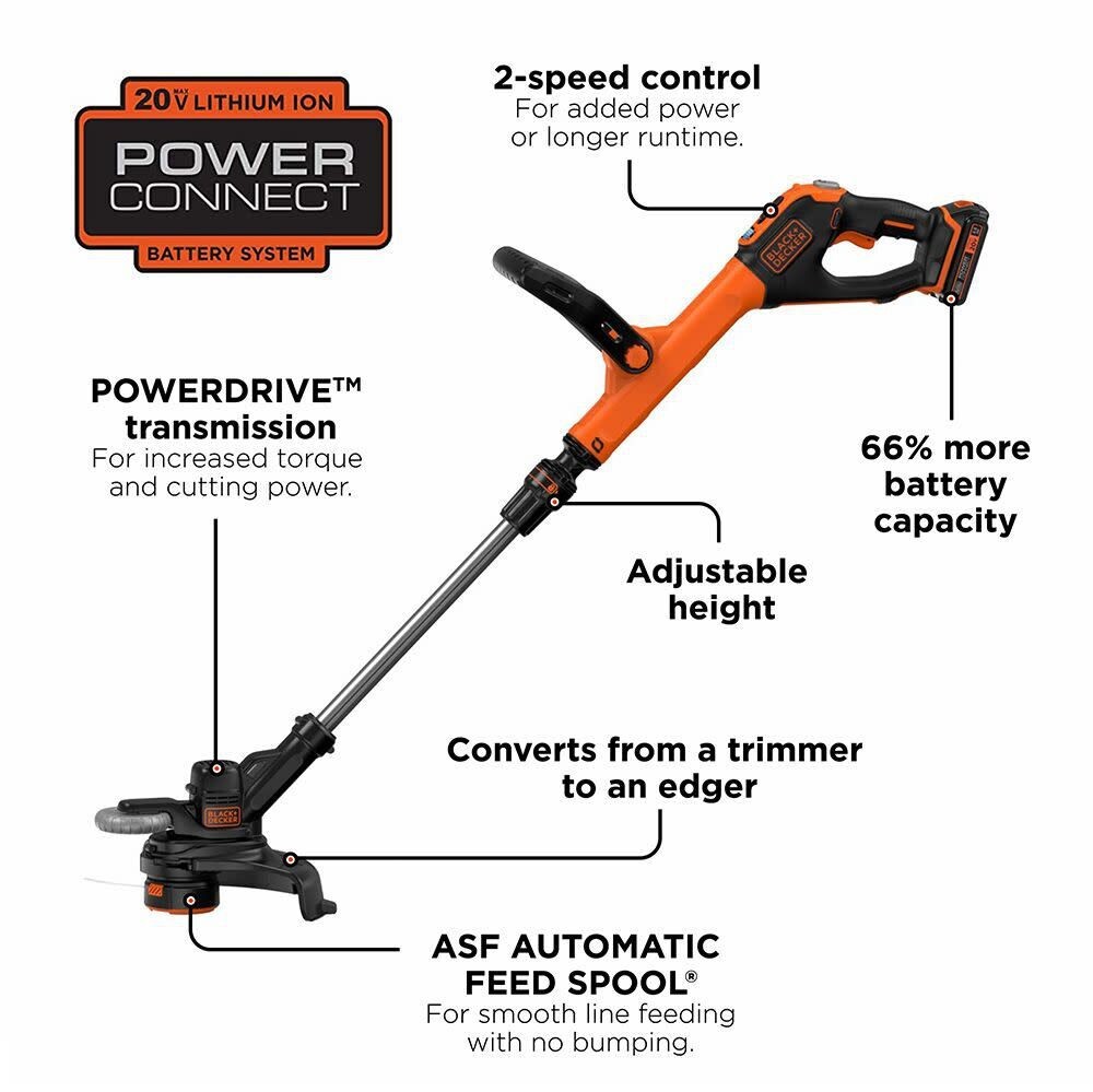 Black and Decker 20V MAX 2 Speed String Trimmer/Edger-LST522