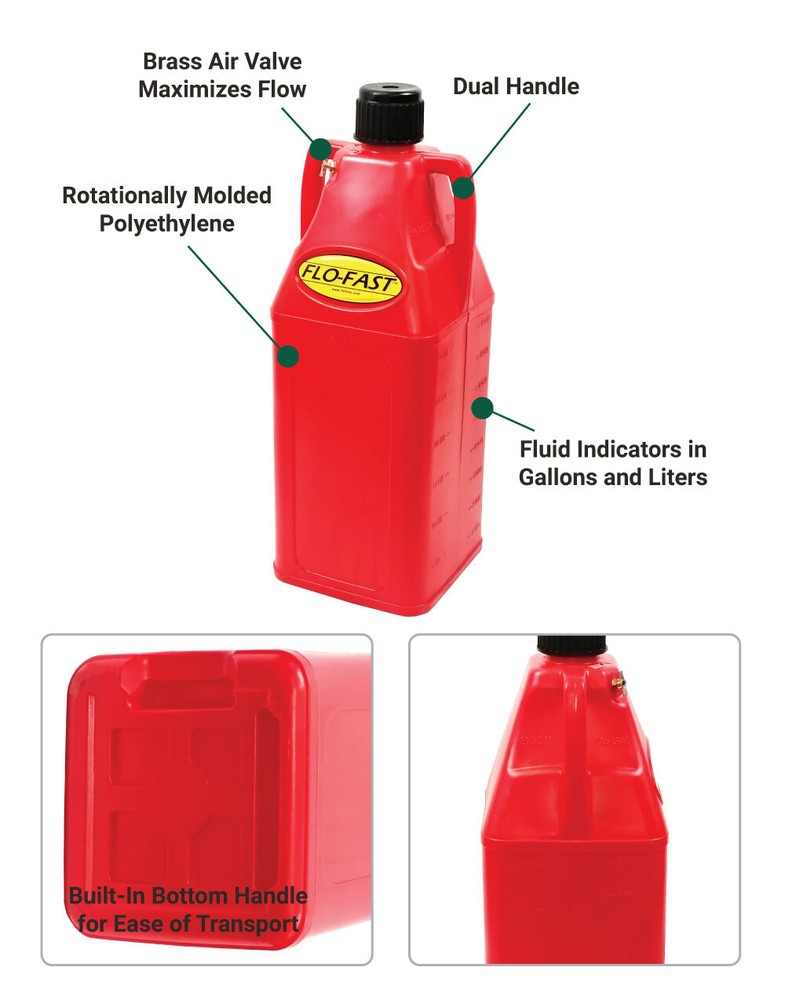 FLO-FAST 10.5 Gallon Gasoline Container - RED
