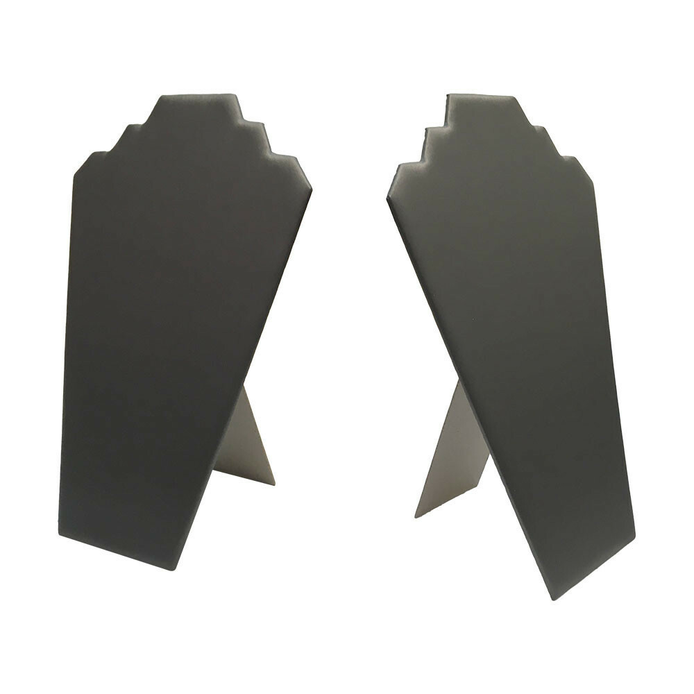 12-1/2 Inch High Slate Gray Leatherette Padded Easel Necklace Display