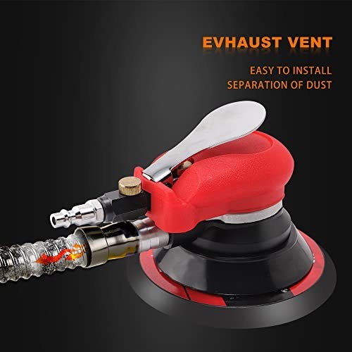 5" & 6" Pneumatic Random Orbital Sander, Low Vibration, Extra Backing Plate, Pad