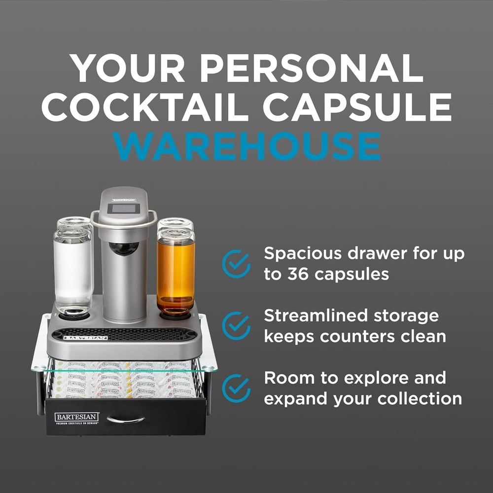 Bartesian Cocktail Capsule Storage Drawer Organizer - Drawer, Black