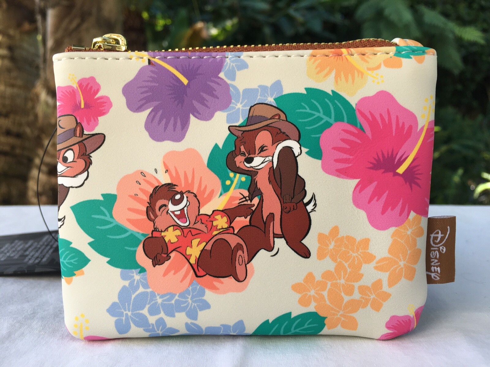 Loungefly Disney Chip & Dale Floral Print Zip Close Coin Purse NWT 8+