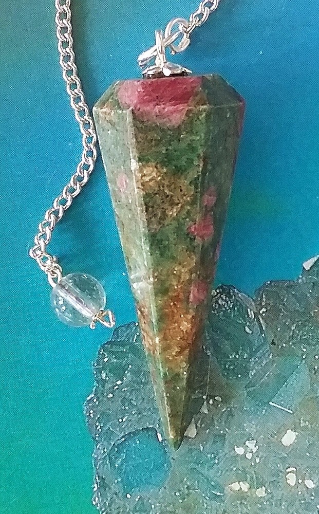 RUBY FUCHSITE PENDULUM, SOLID RUBY FUCHSITE DOWSING PENDULUM, RUBY In FUCHSITE