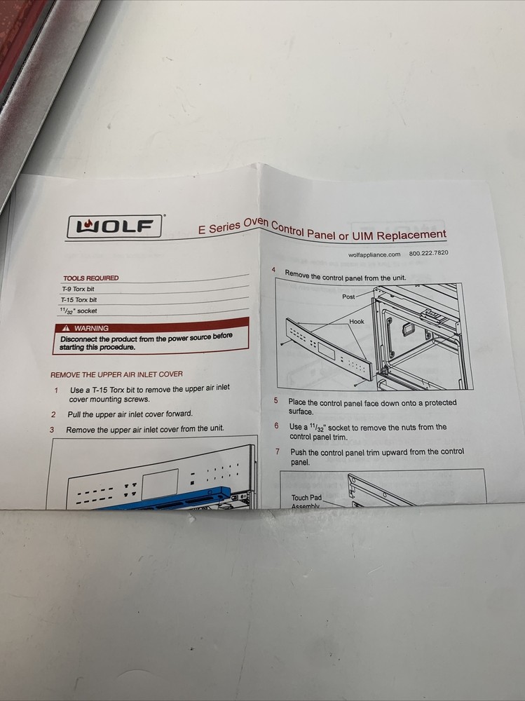 Sub-Zero Wolf E Series Oven Control Panel or UIM Replacement 829921, Stainless