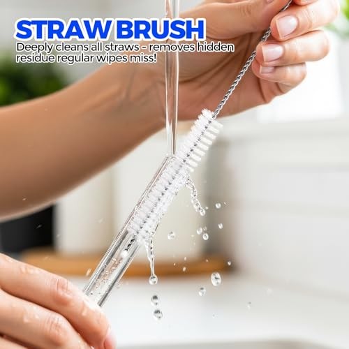 4 Pack Dish Brush with Handle Set - 2 Pack Kitchen Dish Brush with 4Pack Green
