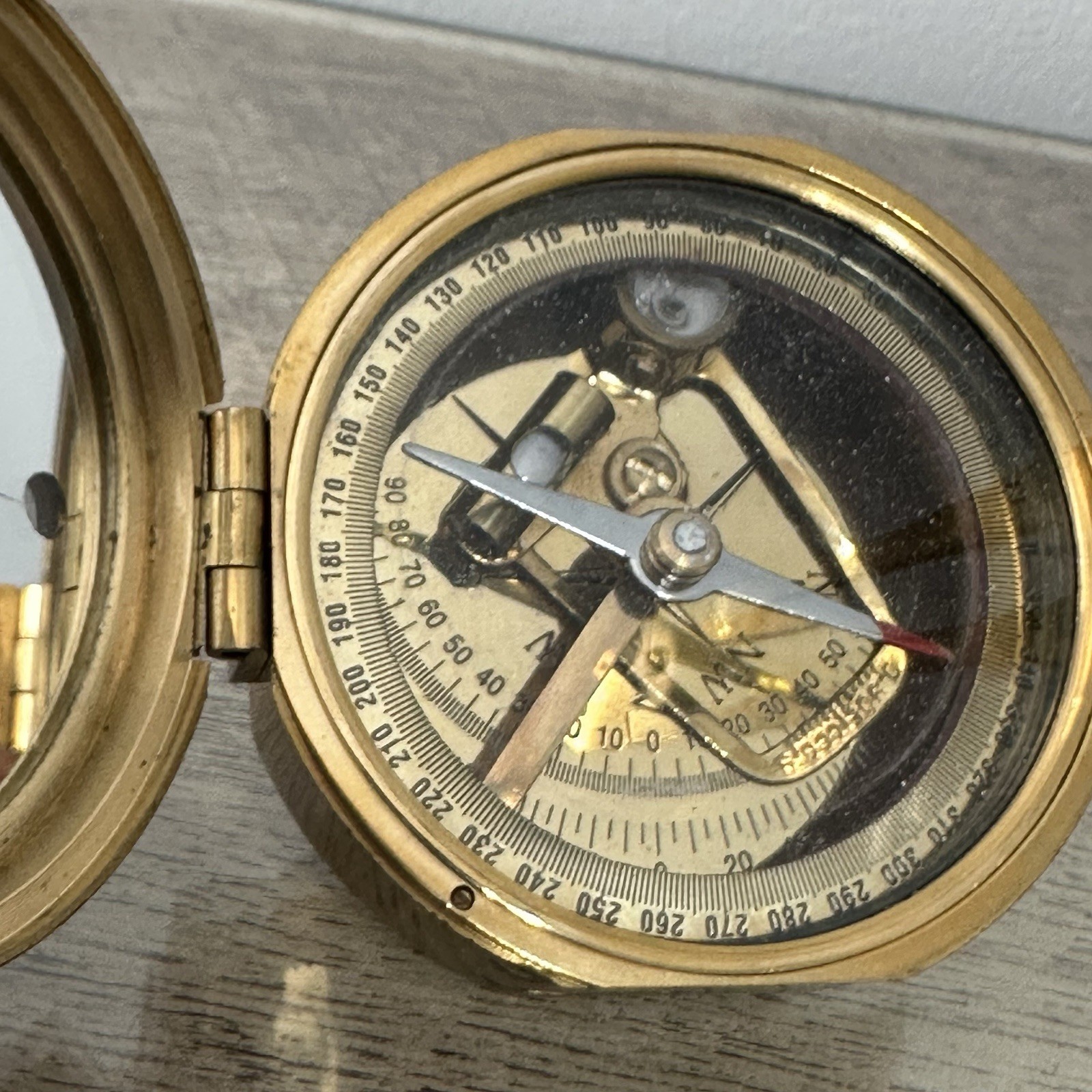 Vintage STANLEY LONDON Natural Sine Brass Compass & Wooden Box