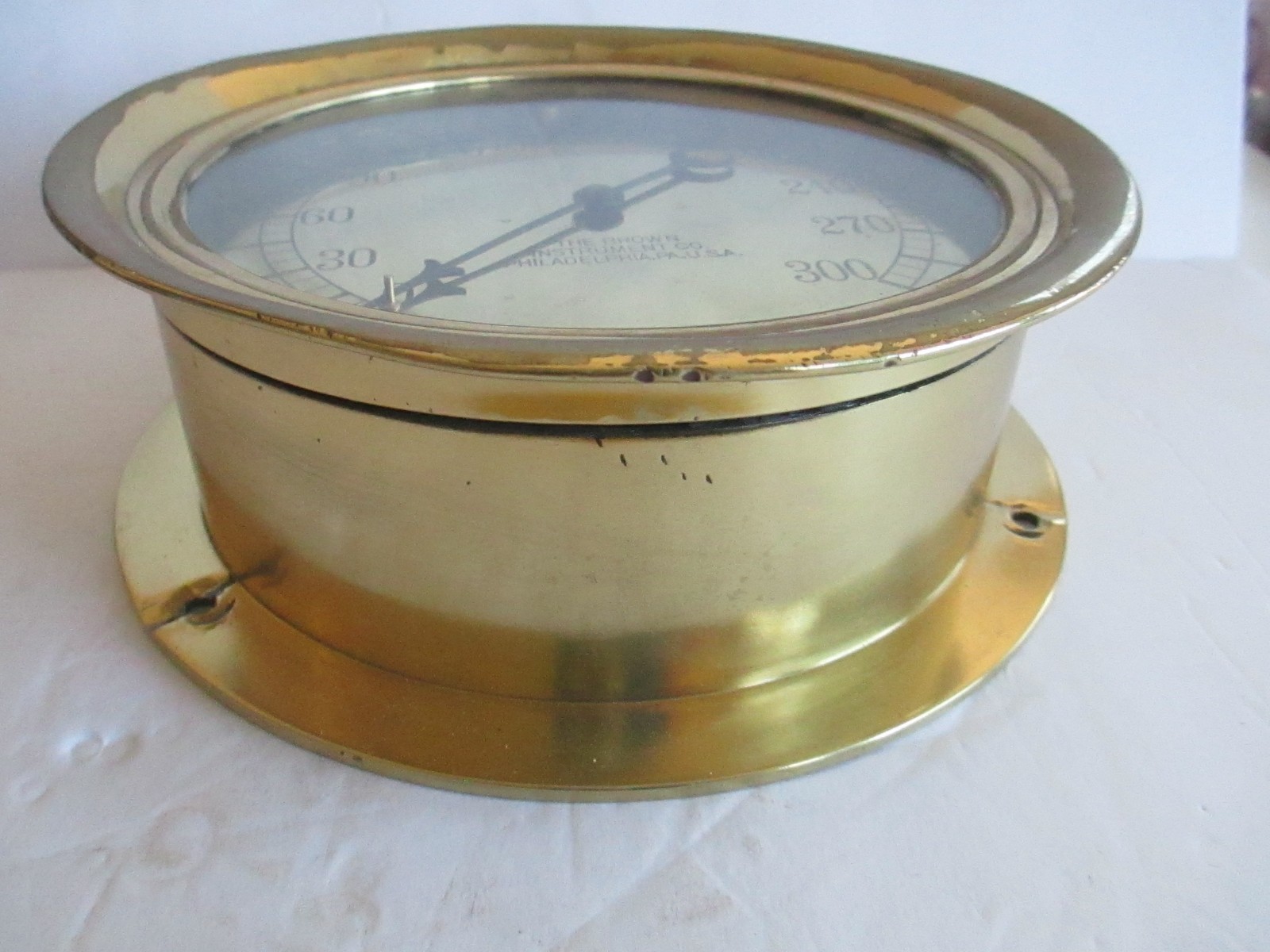 Vintage Brown Instrument Co. Gauge Steam Brass Ship Steam Train Philadelphia PA