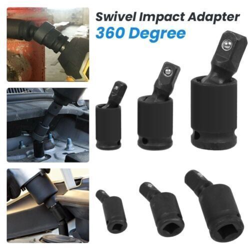 3Pcs Impact Universal Joint Socket Swivel Set 1/4" 3/8" 1/2" Drive Socket Tools