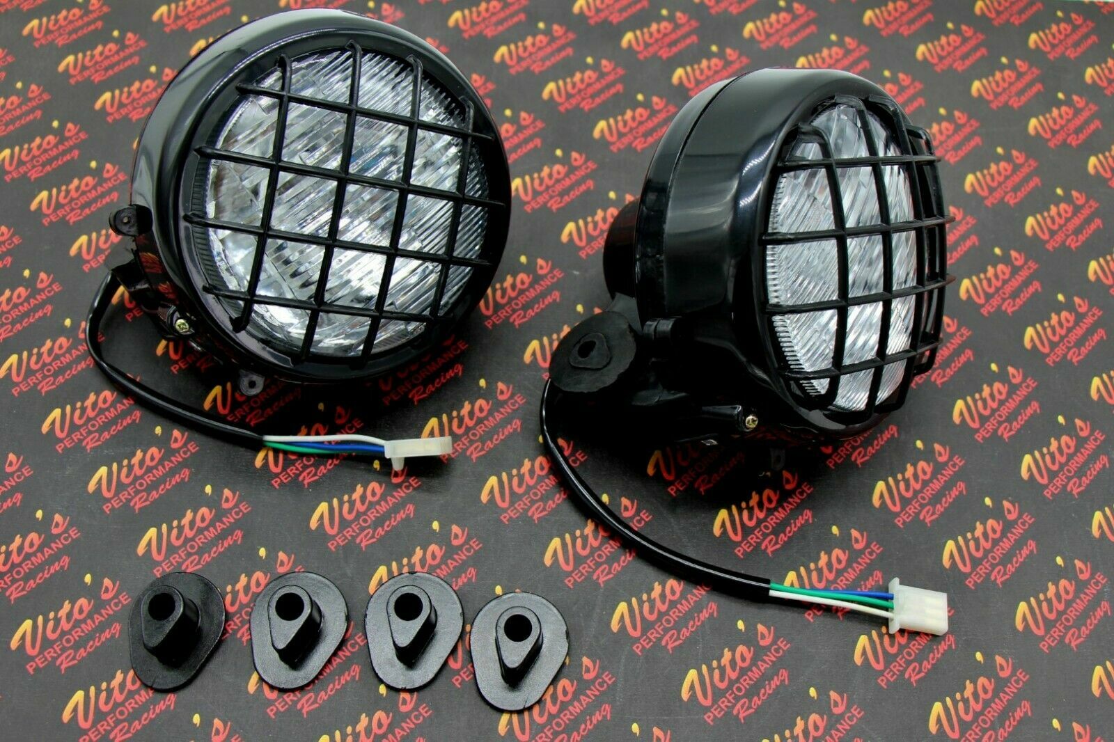 2 x NEW Headlights Yamaha Banshee lens bulbs lights grills 1996-2001 + COLLARS