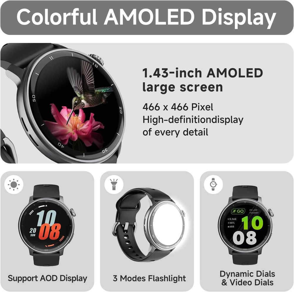 R5G plus Smartwatch with GPS, Bluetooth Calling, Waterproof Design, Custom Faces