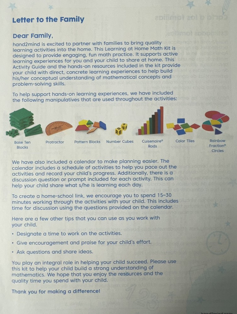 New Hand 2 Mind Grade 4 & 5 Hands On Standards Learning At Home Math Kit ETA