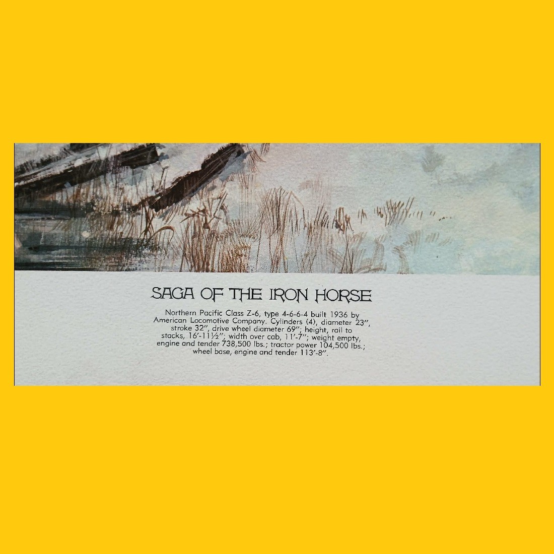 Laminated Saga of the Iron Horse Print JB Deneen 19x23 Railroad Steam Engine