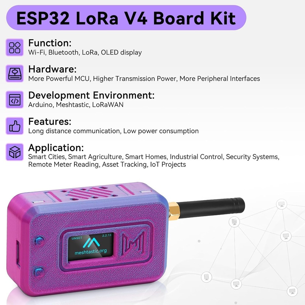 LoRa 32 V4 GPS ESP32 OLED Dev-Board WiFi + Case+ Battery+Antenna for Meshtastic