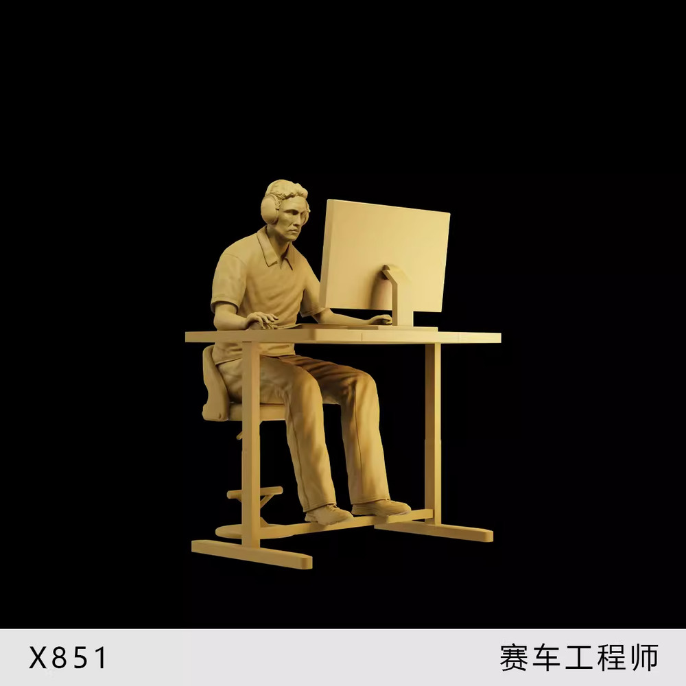 1/64 Resin Man w/computer Unassembled Unpainted
