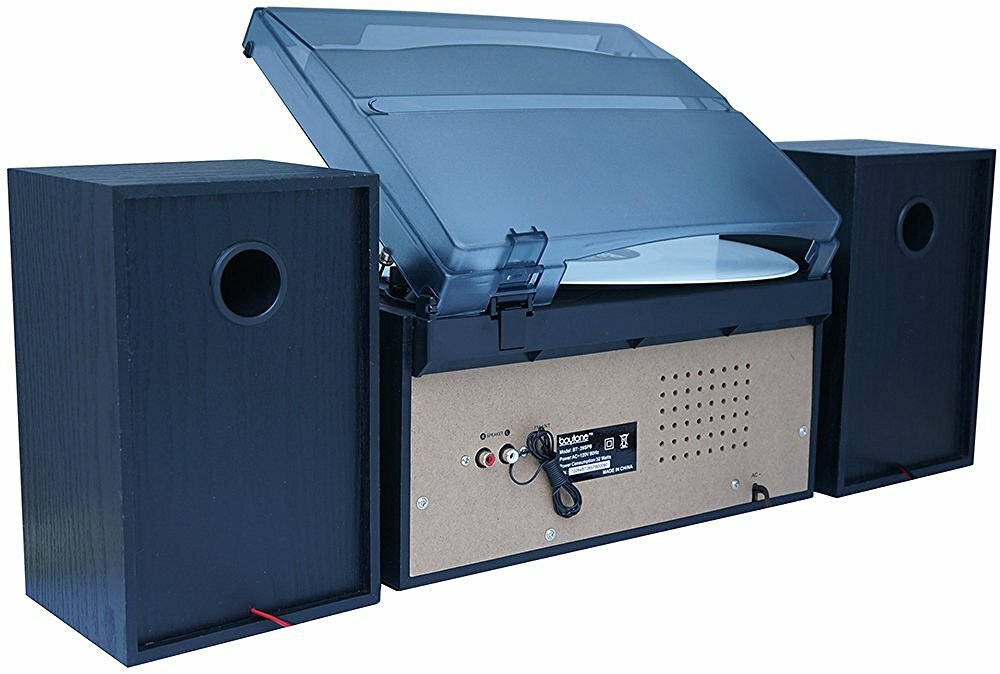 Boytone BT-28SPB Record Turntable System with Bluetooth CD Cassette Black