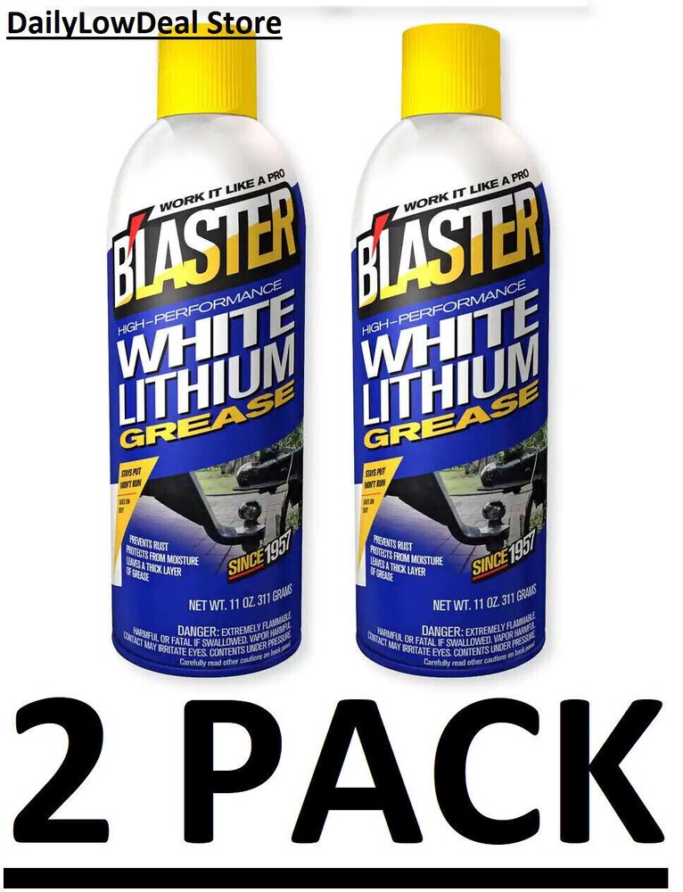 2 PACK - Blaster High-Performance White Lithium Grease Spray 11 oz Each - NEW
