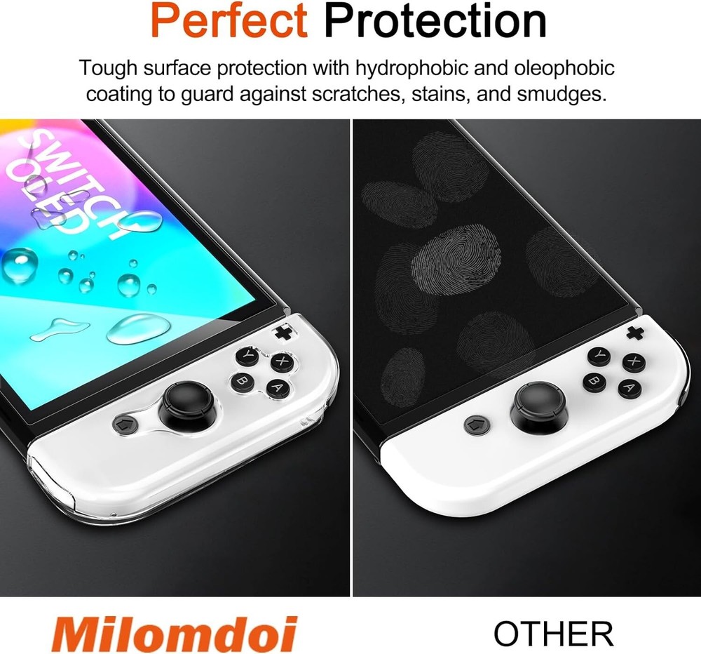 2-Pack Nintendo Switch OLED (2021)Tempered Glass Screen Protector,2 Joy con case