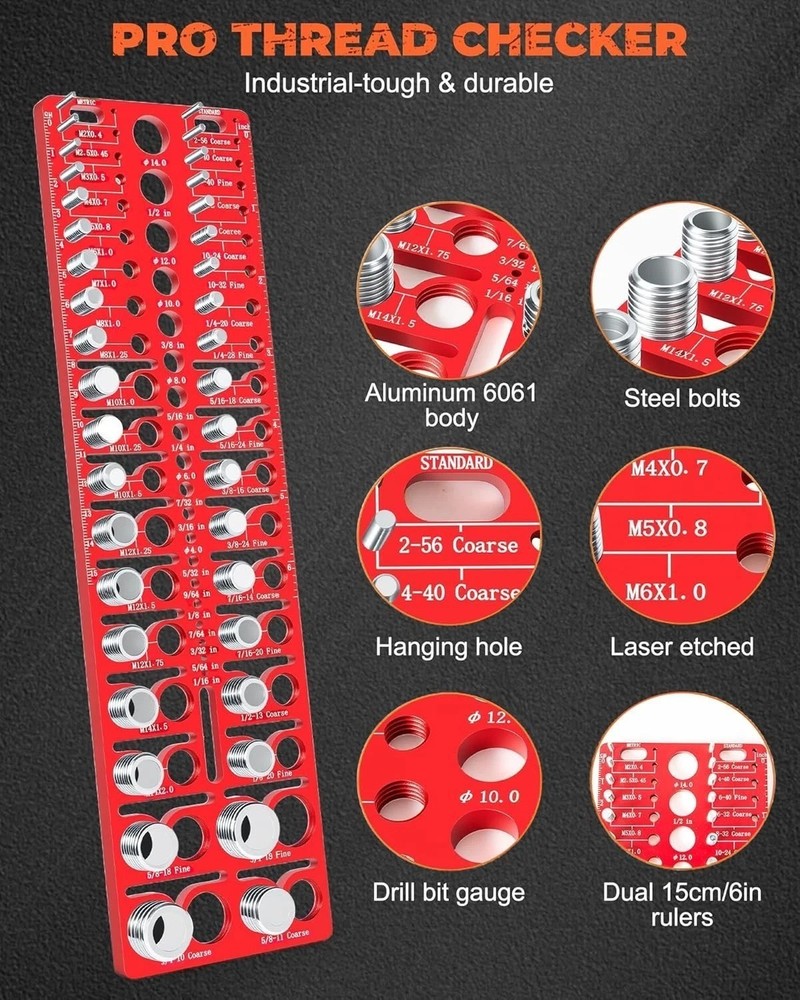 57 Nut and Bolt Thread Checker Thread Checker Standard and Metric