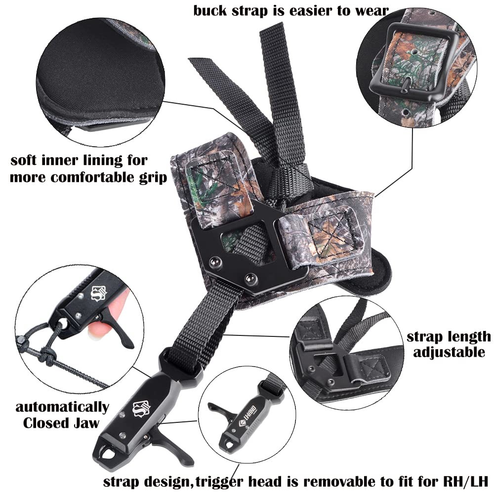 Archery Compound Bow Release Aids Trigger 360° Adjustable Wristband Release A...