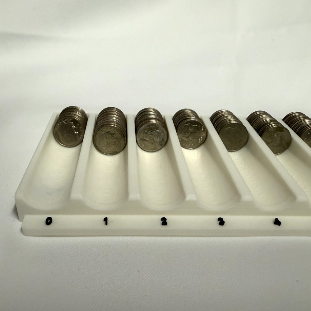 Dime Sorting Tray White with Black Denomination
