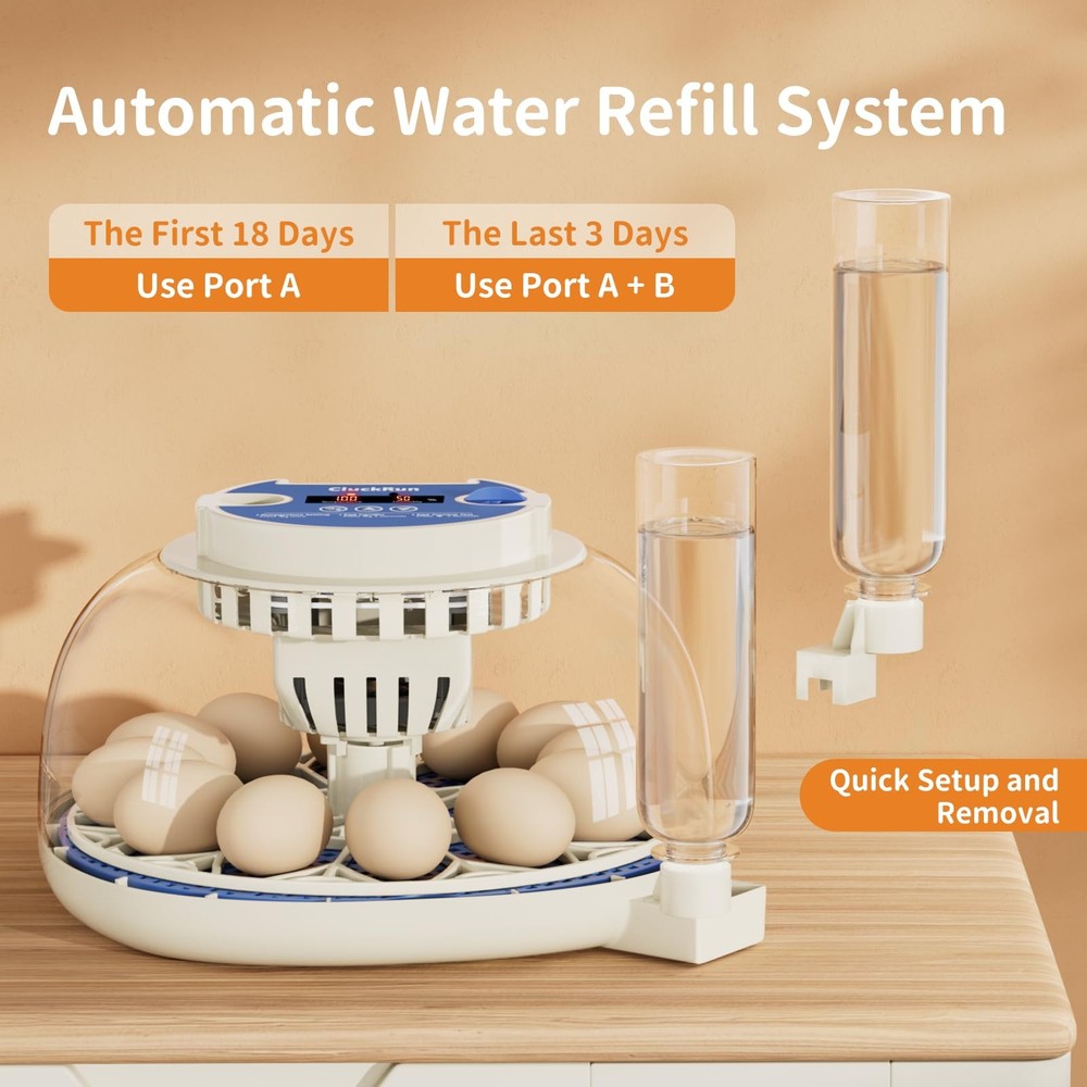 12 Egg Incubator Hatching Temperature Humidity Control Automatic Turning Candler