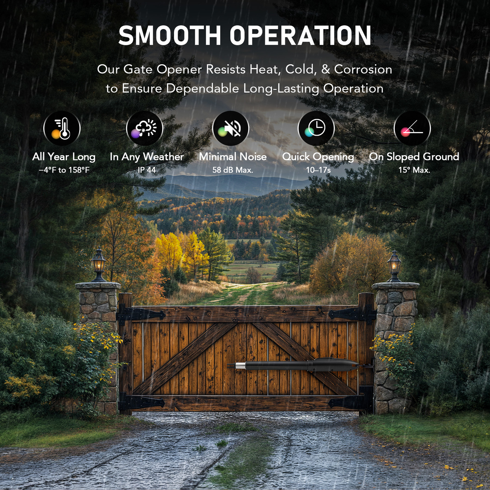 CO-Z Automatic Single Swing Gate Opener with APP Control for 660lb 18ft Gates