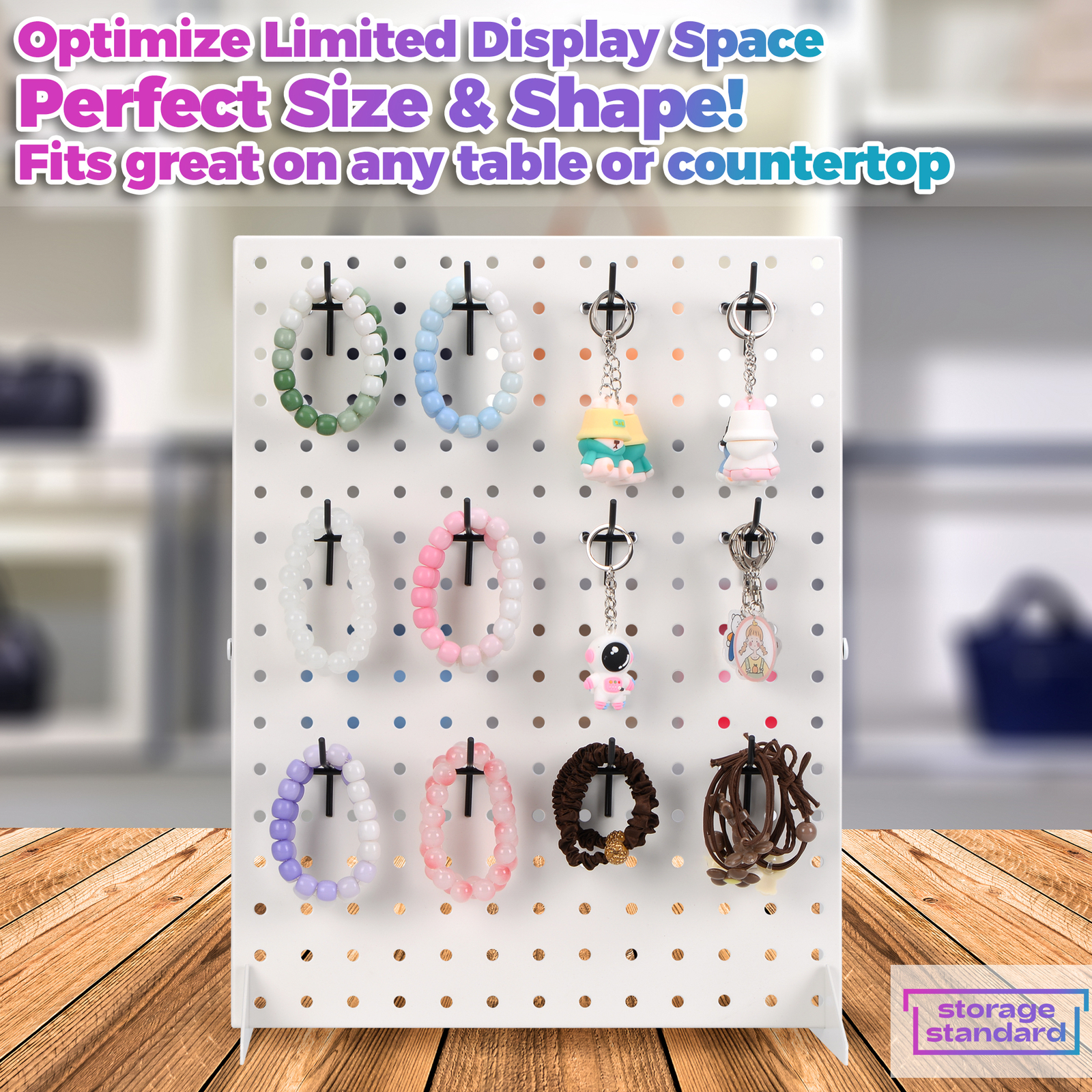 Pegboard Display Stand for Craft Shows & Fairs - Metal Display, 17" x 13” White