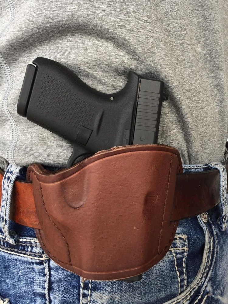 Brown leather gun holster for Kimber Micro 9