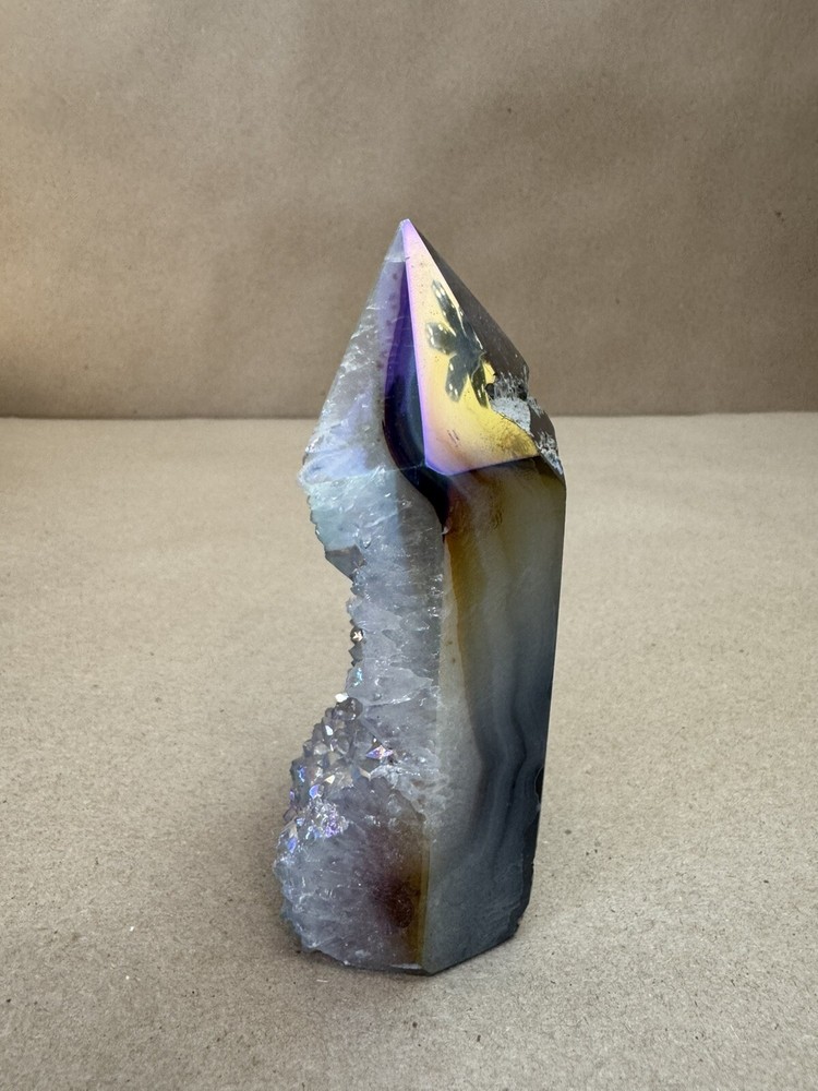 Titanium Quartz crystal open smile Obelisk