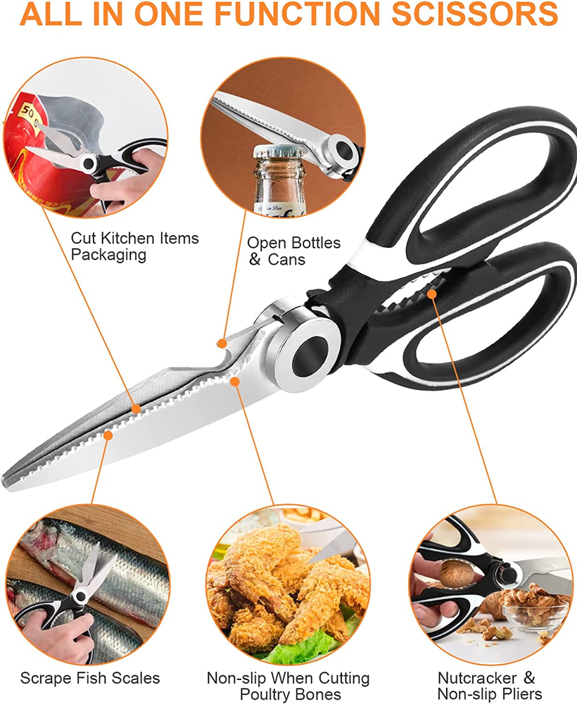 [2 Pack] Kitchen Shears with Cover, Kitchen Scissors Heavy Duty Dishwasher Safe