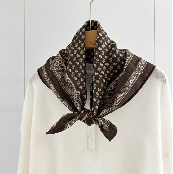 70% Cashmere 30% Silk Bandanna 65X65cm Scarf Neckerchief cashew Print Shawl wrap