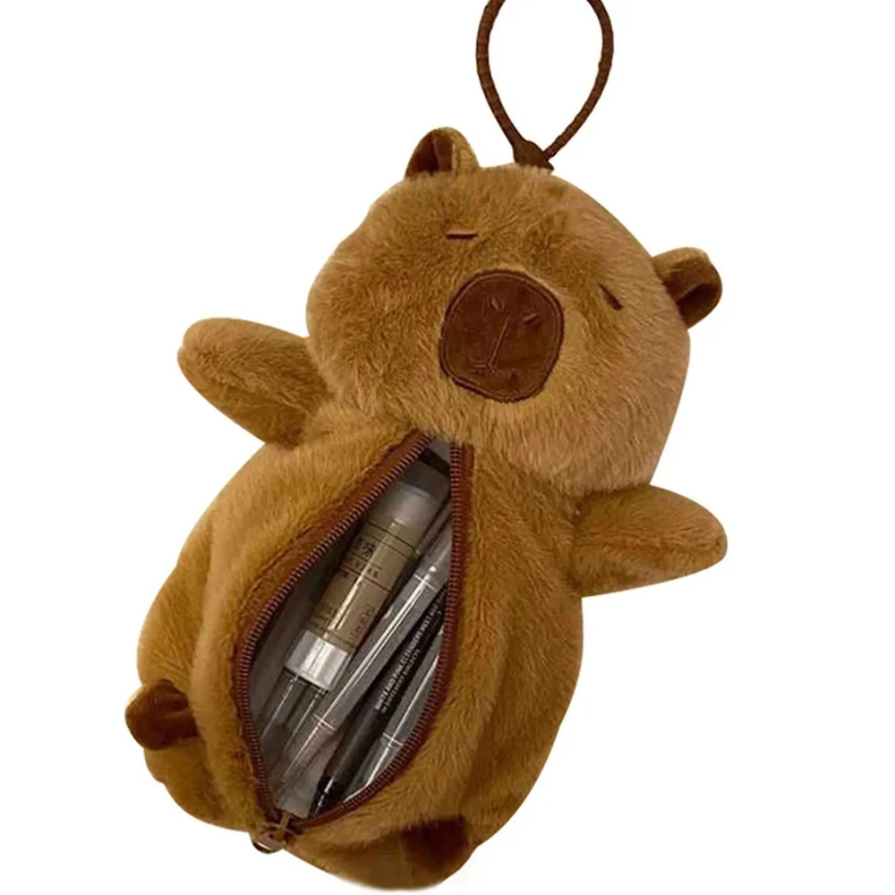 Creative Plush Capybara Pen Bag Large Capacity Pencil Case Multifunctional Stati