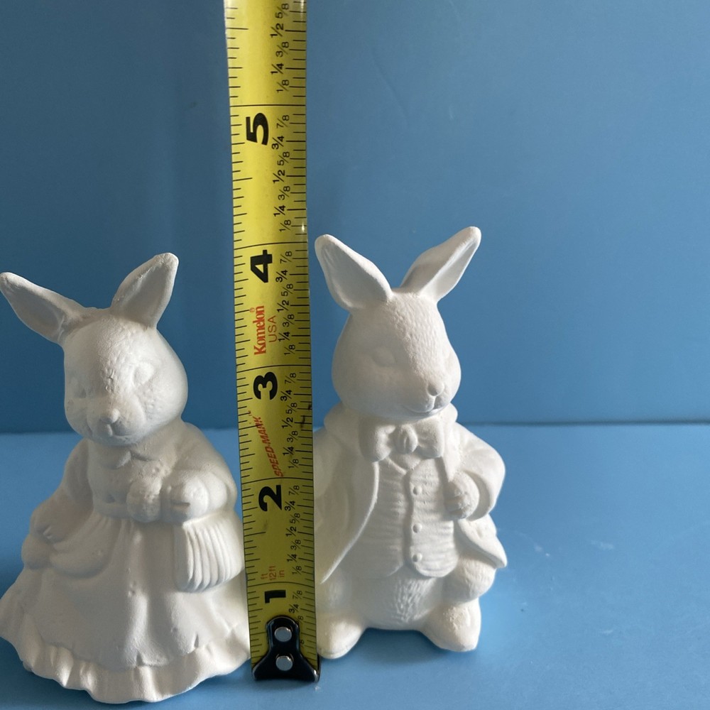 Ceramic Bisque Easter Bunny Couple Ready To Paint