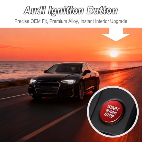 Push Start Button Cover, Aluminum Car Engine Start Stop Button Cover, 1 PC Red