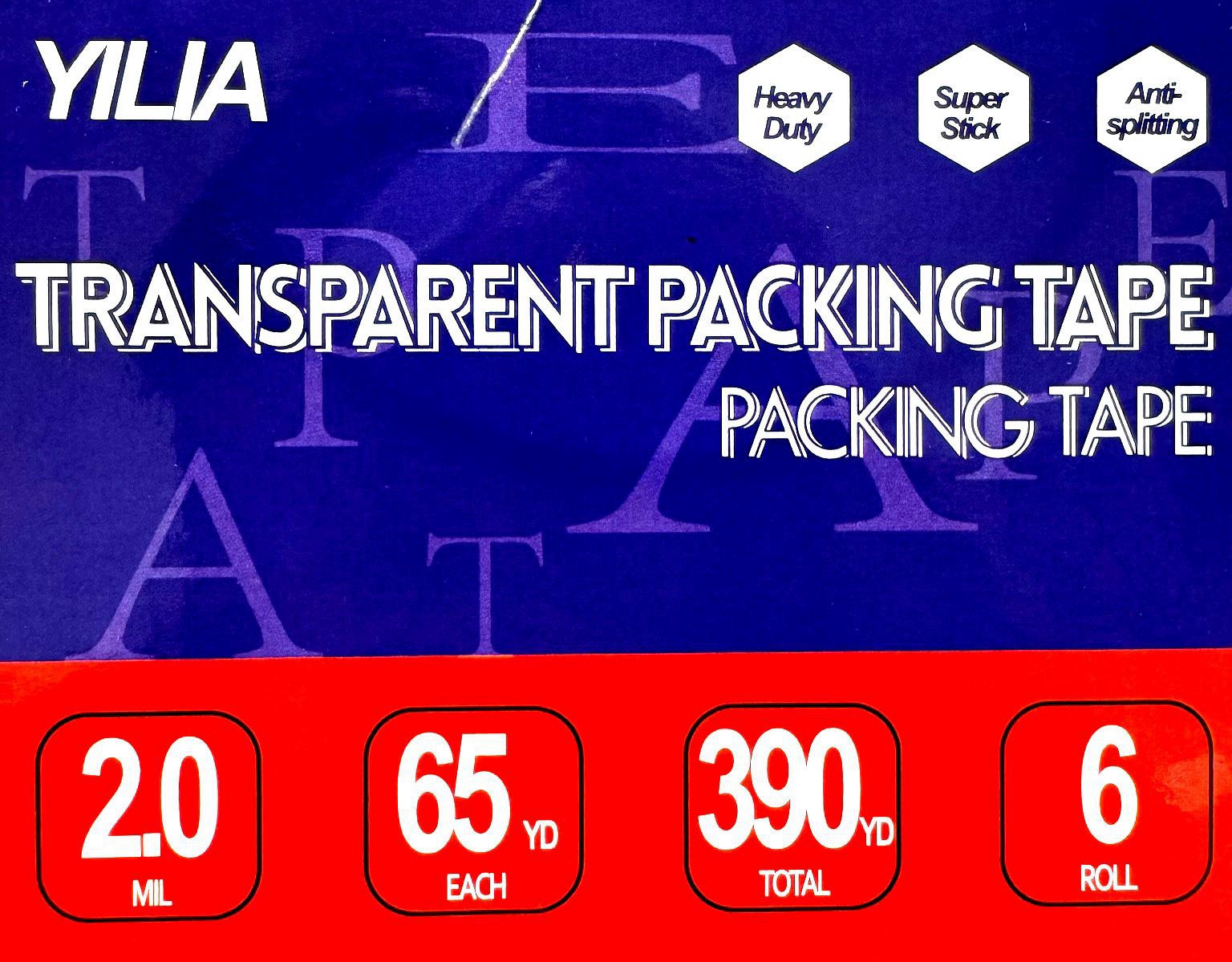 36 Rolls Shipping Packaging Box Packing Sealing Tape 2 mil 2" x 65 Yard 195FT